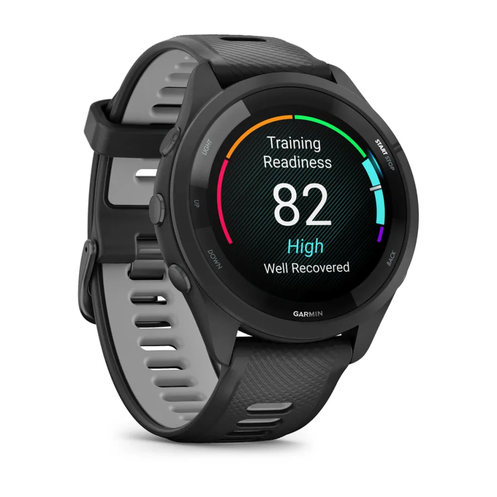 Garmin Forerunner 265 - Czarna ramka i koperta z czarnym/jasnoszarym silikonowym paskiem [010-02810-10]