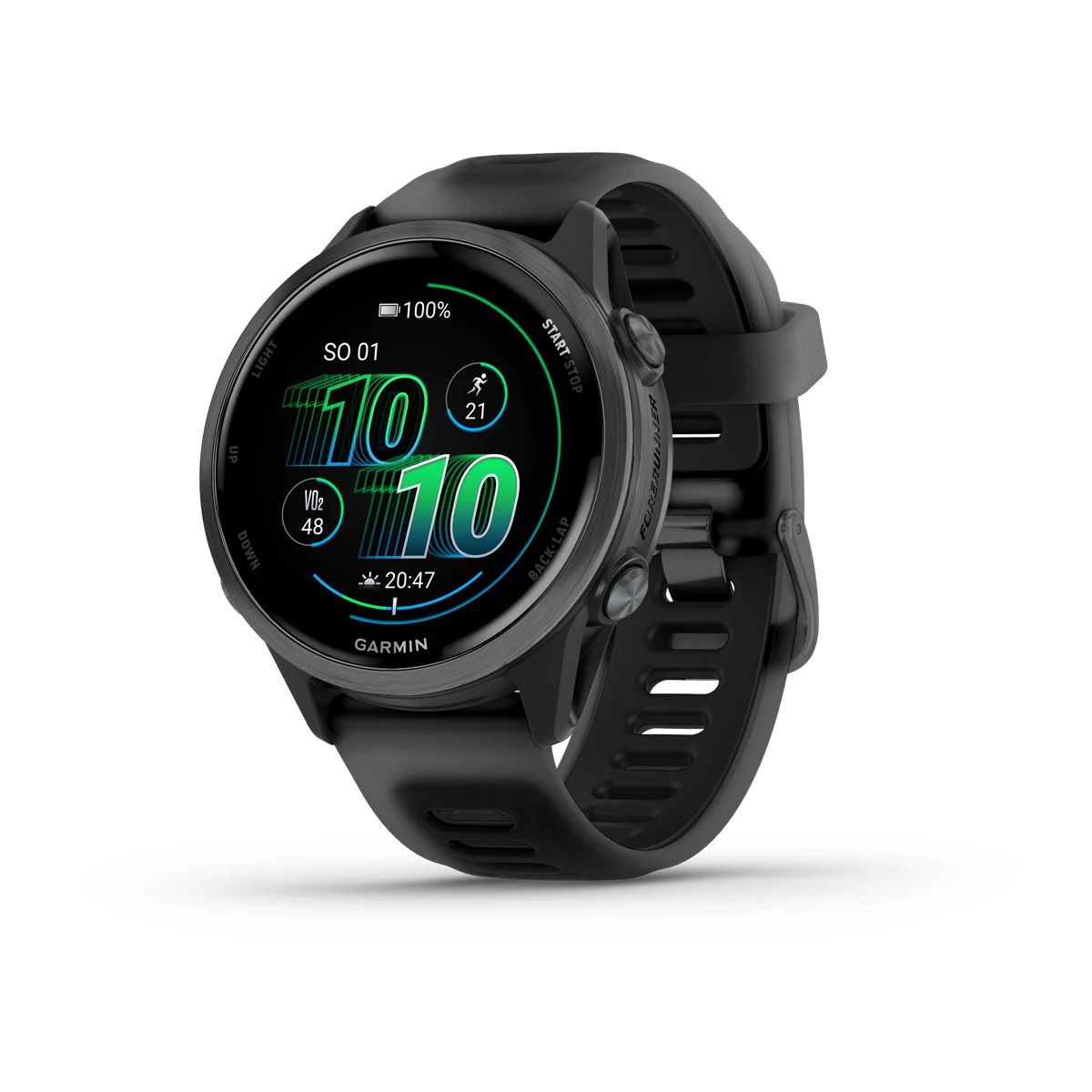 Garmin Forerunner 570 -  42mm - Aluminiowy w kolorze Slate Grey z półprzezroczystym paskiem w kolorze Black/Black [010-02970-00]