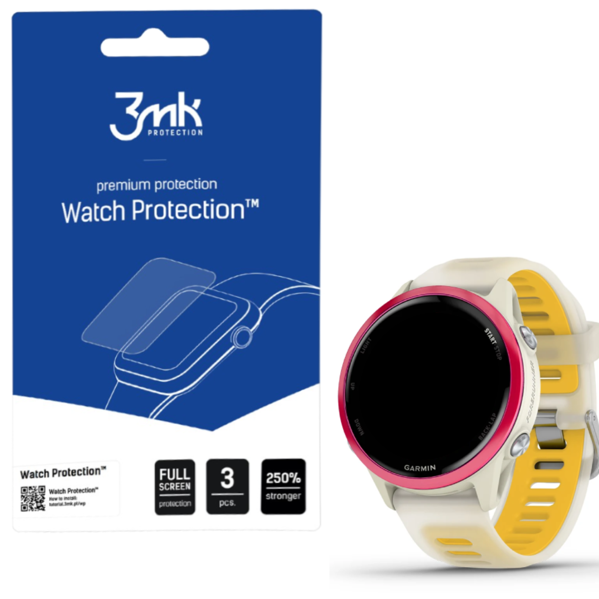 Folia ochronna na ekran Garmin Forerunner 570 42mm - 3mk Watch Protection ARC+ (3 szt)