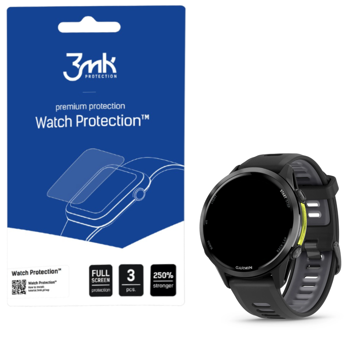Folia ochronna na ekran Garmin Forerunner 970 - 3mk Watch Protection ARC+ (3 szt)