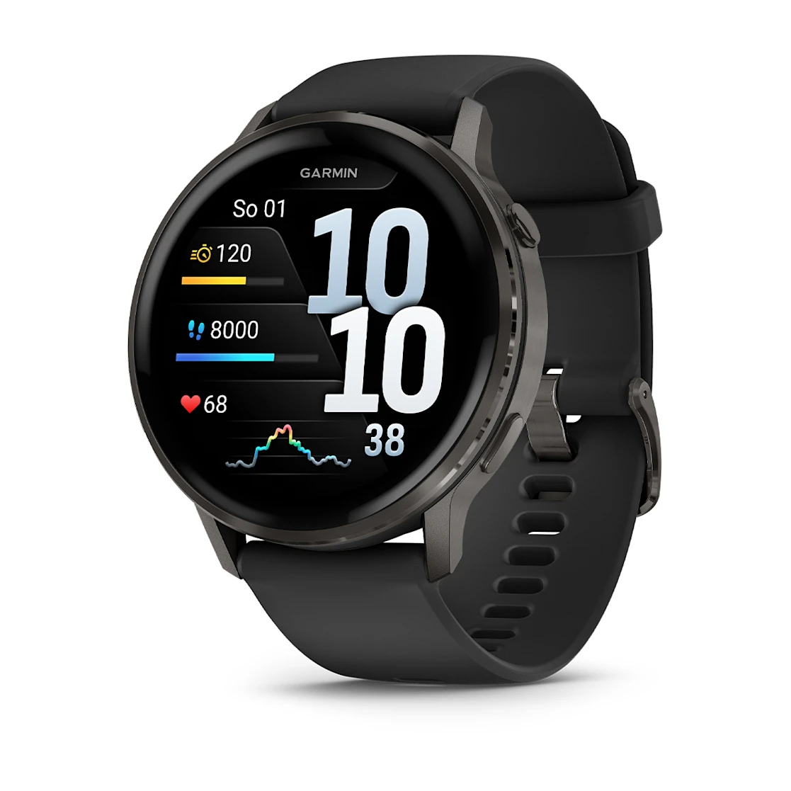Garmin Venu 4 - 45 mm - Slate z czarnym silikonowym paskiem [010-03014-00]